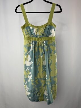 Y2K BCBG Floral Silk Mini Sundress in Blue Green Size 2